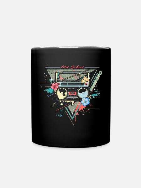 Ghettoblaster retro graffiti - Full Colour Mug - black