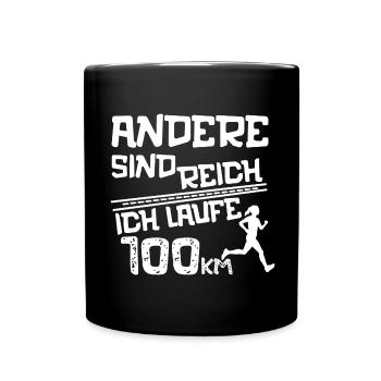 Ultramarathon 100 Kilometer Ultralaufen Geschenk - Tasse einfarbig - Schwarz - Vorne