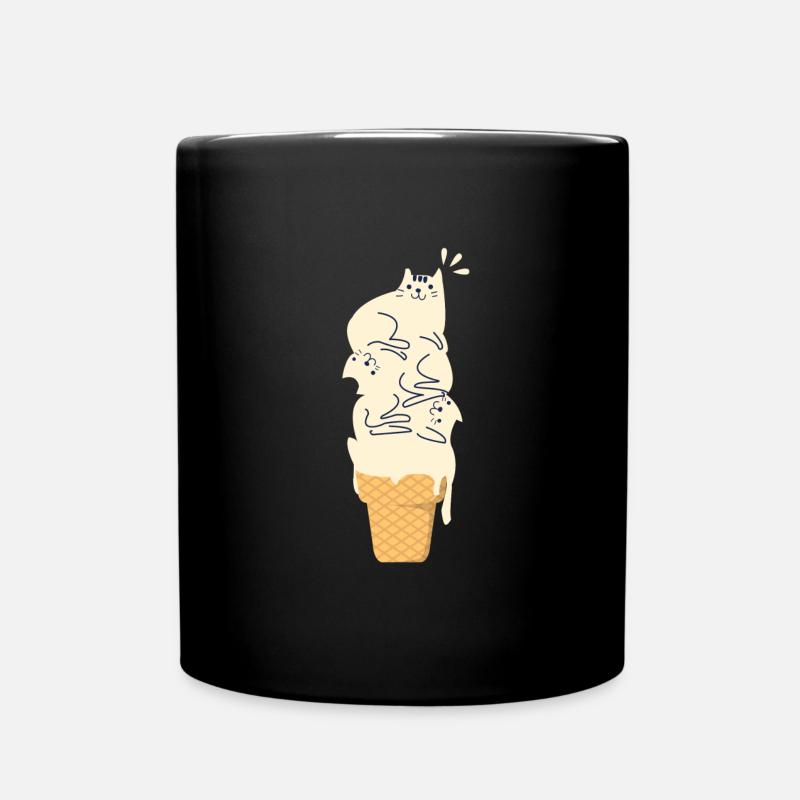 Katze auf Eis Katzen Kätzchen Haustier Geschenk - Tasse einfarbig - Schwarz