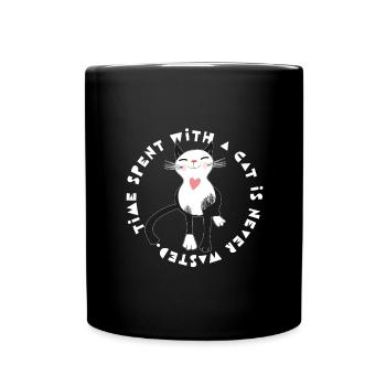 Katze Katzendame Katzenliebhaber - Tasse einfarbig - Schwarz - Vorne