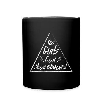 Skate Sprüche Mädchen Skateboard - Tasse einfarbig - Schwarz - Vorne