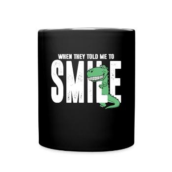 Dino dinosaur smile laugh teeth gift - Full Colour Mug - black - Front