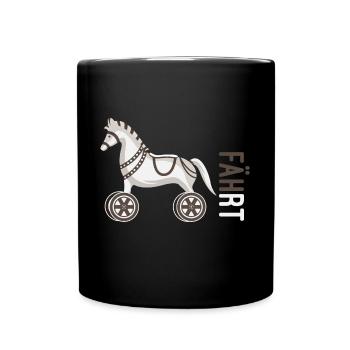 Fährt Pferd Fahrrad - Tasse einfarbig - Schwarz - Vorne