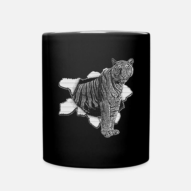 Tiger Tiger Tiger Zoo Tier 3D Effekt - Tasse einfarbig - Schwarz