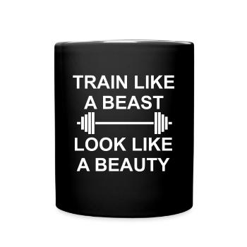 Train comme une bête Ressemble à une beauté - Mug uni - noir - Devant