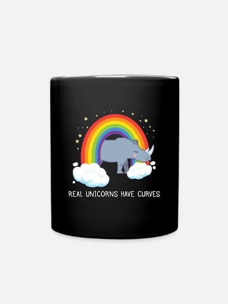 Real Unicorns Have Curves - Tasse einfarbig - Schwarz