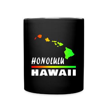 Hawaii Honolulu with Map / Gift Map - Full Colour Mug - black - Front