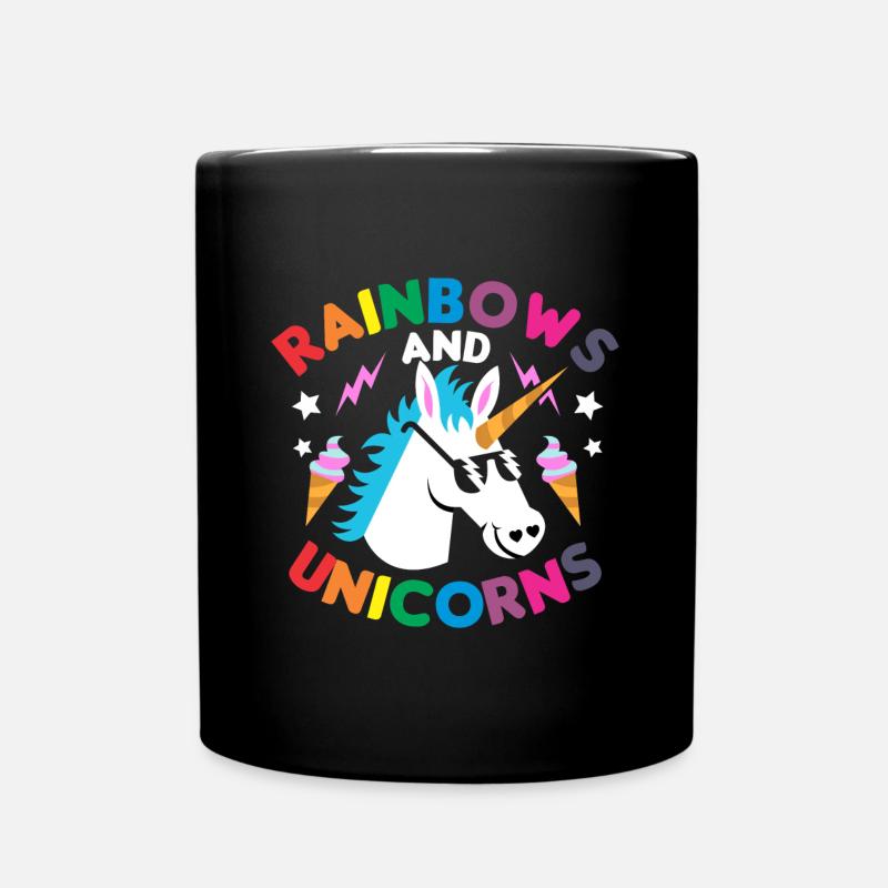 Cadeau de licorne arc-en-ciel - Mug uni - noir