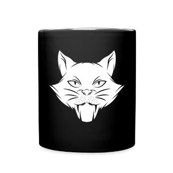 Katze Kätzchen Miau Hauskatze Katzenauge Katzendam - Tasse einfarbig - Schwarz - Vorne