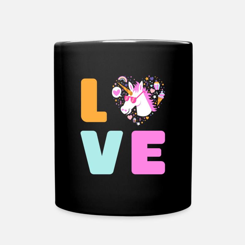 Einhorn Liebe - Tasse einfarbig - Schwarz