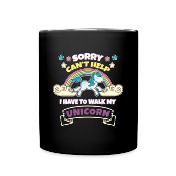 Einhorn - Tasse einfarbig - Schwarz - Vorne