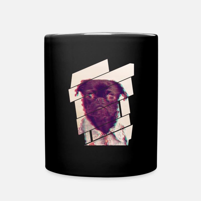 Glitch Pug - Full Colour Mug - black
