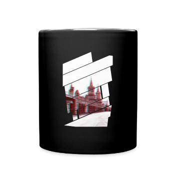 Berlin Oberbaumbrücke Glitch - Tasse einfarbig - Schwarz - Vorne