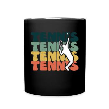 Tennis Tennisspieler Tennisplatz - Tasse einfarbig - Schwarz - Vorne