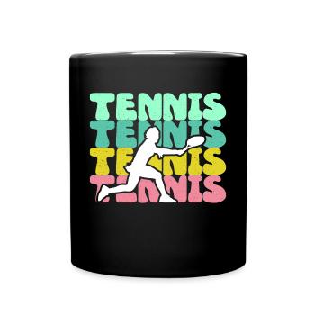 Tennis Tennisspieler Tennisplatz - Tasse einfarbig - Schwarz - Vorne