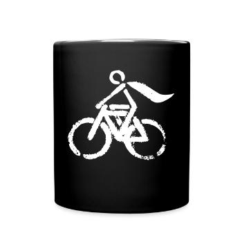 Fahrrad Superheld - Tasse einfarbig - Schwarz - Vorne