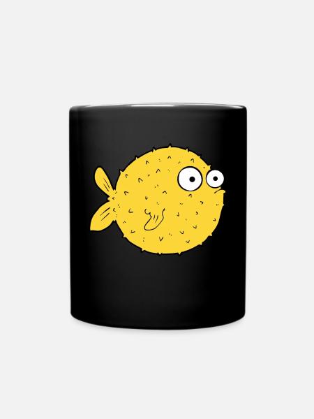 Verwirrter Kugelfisch - Tasse einfarbig - Schwarz