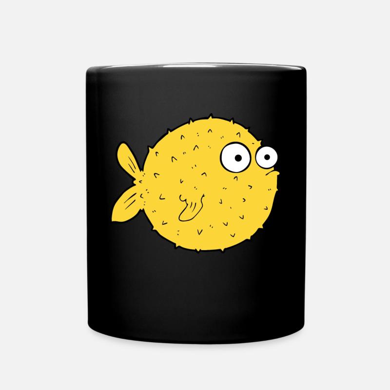 Verwirrter Kugelfisch - Tasse einfarbig - Schwarz