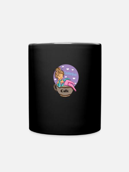 Caffe-Mädchen, - Tasse einfarbig - Schwarz