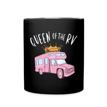 Königin des RV - Königin des Camper - Tasse einfarbig - Schwarz - Vorne