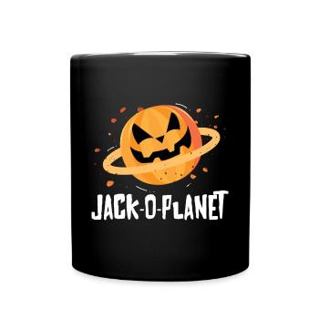 Halloween Kürbis Gesicht Jack-O-Planet - Tasse einfarbig - Schwarz - Vorne