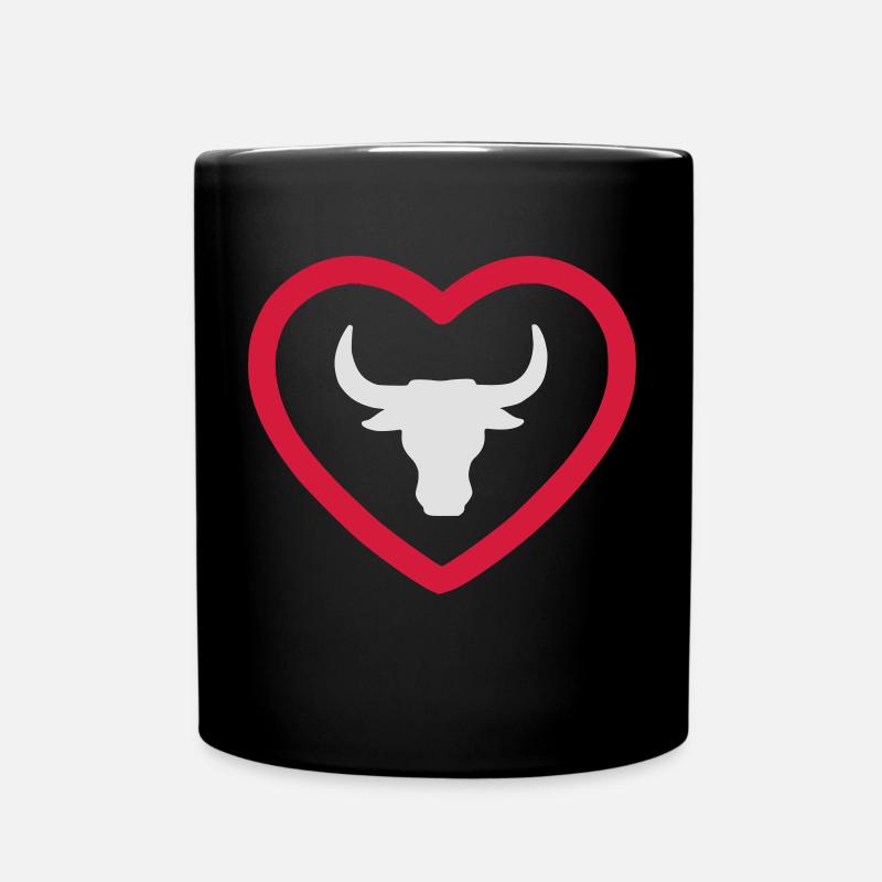 herz bulle stier - Tasse einfarbig - Schwarz