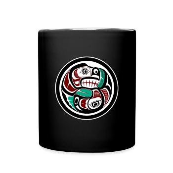 Northwest Pacific coast Otter chasing Salmon - Tasse einfarbig - Schwarz - Vorne