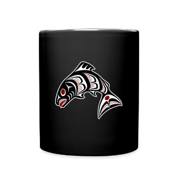 Northwest Pacific coast Haida art Salmon - Tasse einfarbig - Schwarz - Vorne