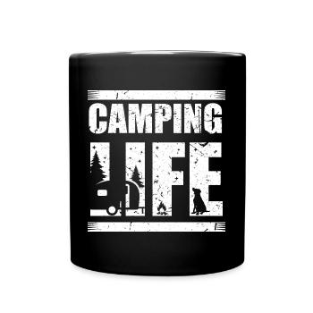 Camping Camper Hunde Camping Leben mit Haustieren Geschenk - Tasse einfarbig - Schwarz - Vorne
