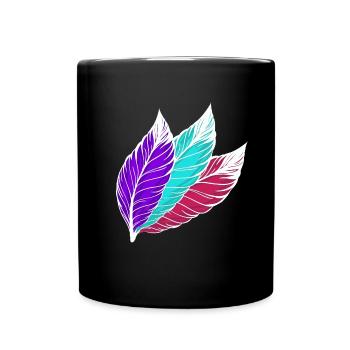 Federn bunt weiß - Tasse einfarbig - Schwarz - Vorne