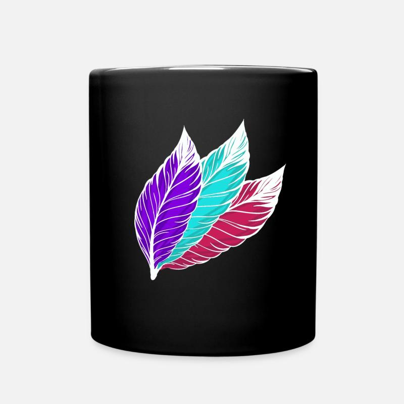 Federn bunt weiß - Tasse einfarbig - Schwarz