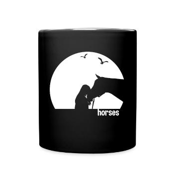 Pferde Freundschaft - Tasse einfarbig - Schwarz - Vorne