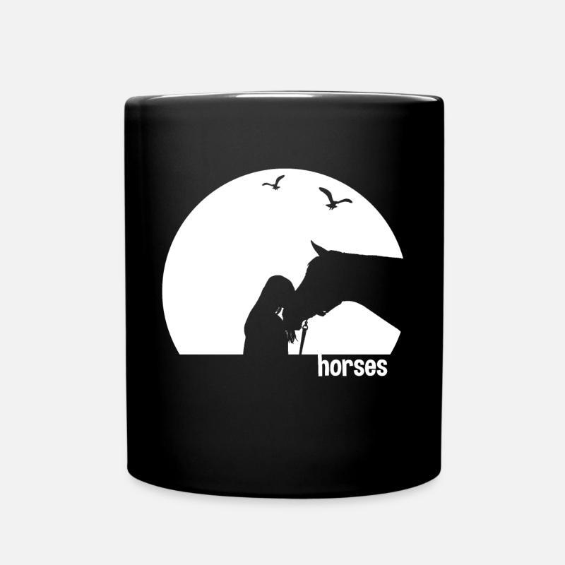 Pferde Freundschaft - Tasse einfarbig - Schwarz