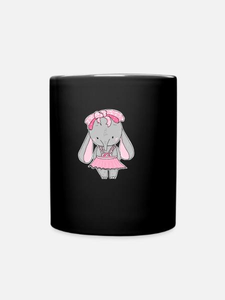 Elefant, süß, Comic - Tasse einfarbig - Schwarz