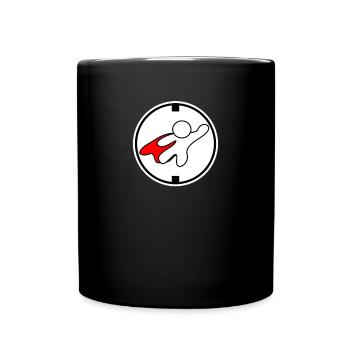 Silhouette rouge blanche LOGO superhero - Mug uni - noir - Devant