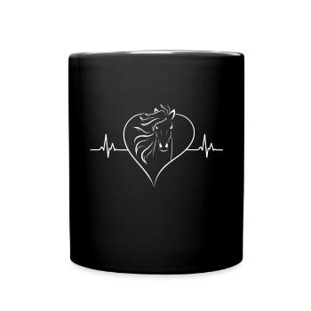 Pferd | Pferdekopf | Pferdeherz - Tasse einfarbig - Schwarz - Vorne