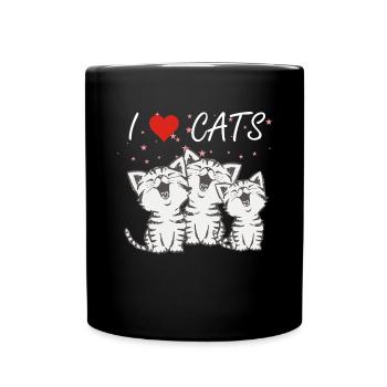I love cats singing cats - Full Colour Mug - black - Front