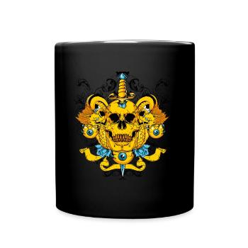 Great Skull Graphic Design "In your head" - Full Colour Mug - black - Front