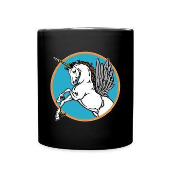 Das Fliegende Einhorn - Tasse einfarbig - Schwarz - Vorne