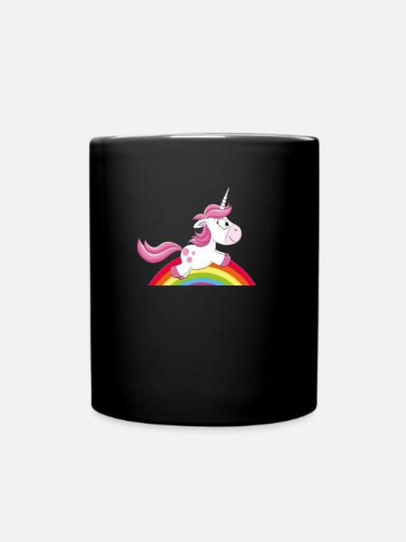 Licorne avec Rainbow - Mug uni - noir