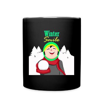 Winter Freuden, Winterspaß, Winter Smile - Tasse einfarbig - Schwarz - Vorne