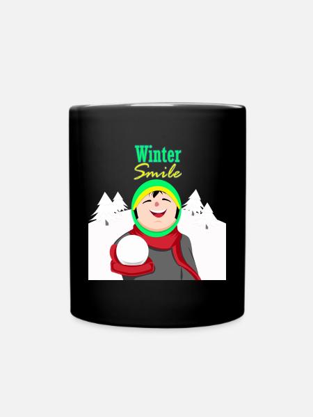 Winter delights, winter fun, winter smile - Full Colour Mug - black