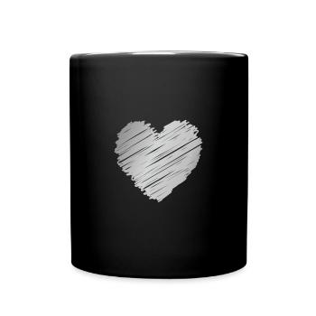 Cœur Gribouillé en Argent – Style Romantique Minimaliste - Mug uni - noir - Devant