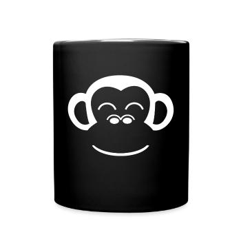 Monkey monkey face gorilla human monkey animal face - Full Colour Mug - black - Front
