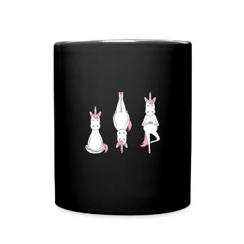 Einhörner in meditativer Pose - Tasse einfarbig - Schwarz - Vorne