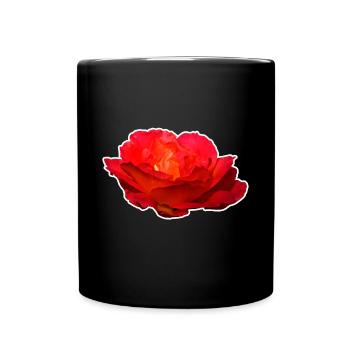 Rote Rose Blume Blüte Geschenk - Tasse einfarbig - Schwarz - Vorne