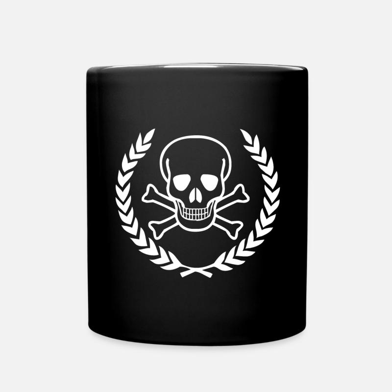Skull in wreath - Full Colour Mug - black