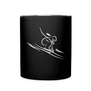 Abfahrtski Skifahrer Geschenkidee Wintersportler - Tasse einfarbig - Schwarz - Vorne
