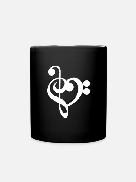 Music Treble Clef Heart - Full Colour Mug - black