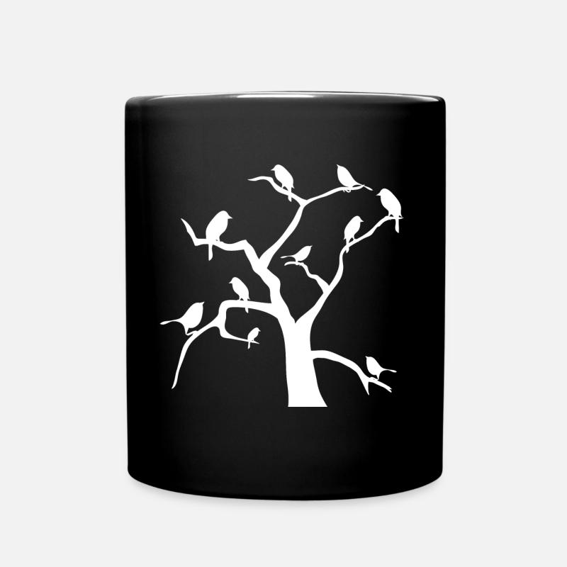 Birds on the tree - Full Colour Mug - black